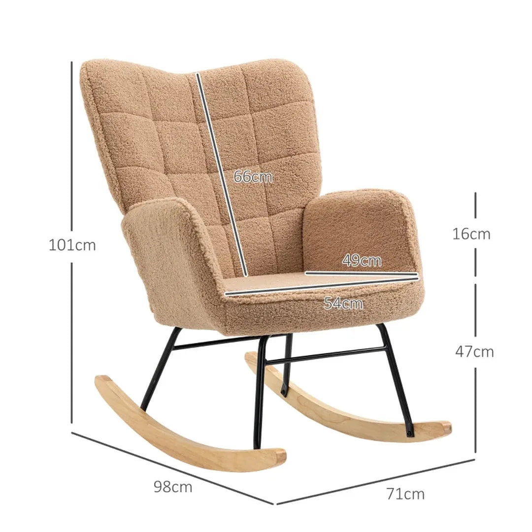 Schommelstoel van massief hout – fauteuil – 98 x 71 x 101 cm – natuurlijk hout