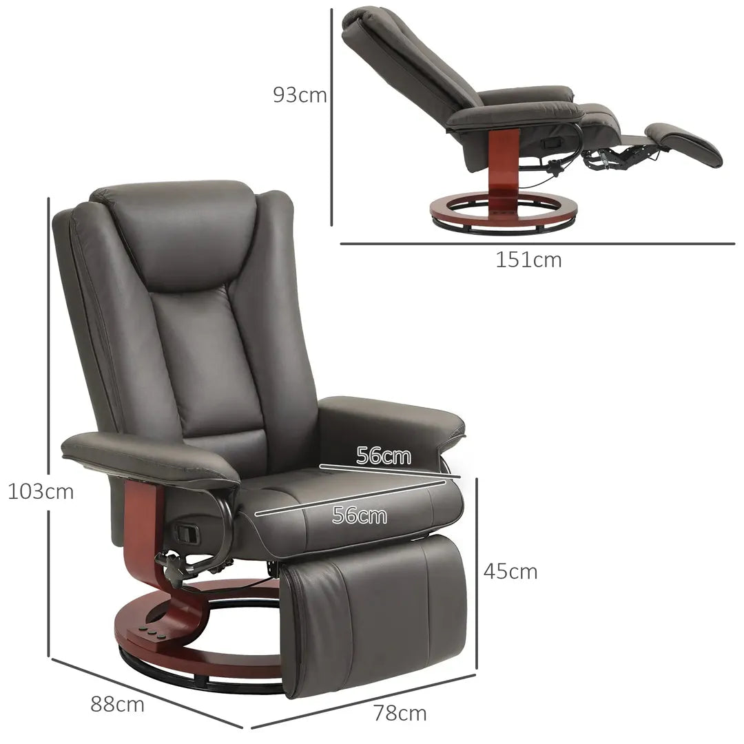 Relaxfauteuil met Ligfunctie – Draaibaar – Kunstleer Zwart – Stalen Frame – Max. 150 kg