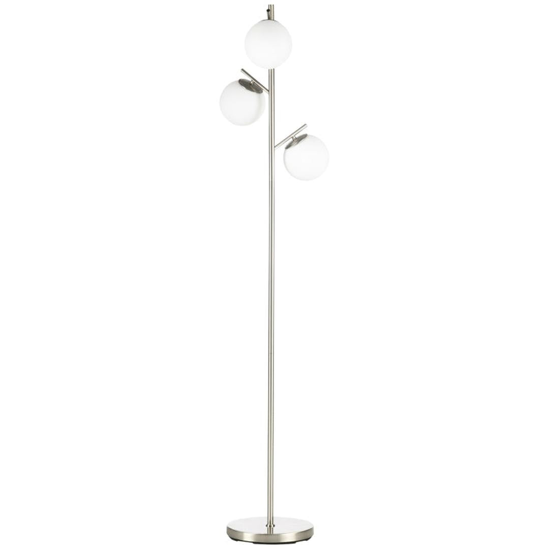 Staande lamp met 3 glazen kapjes – E27 fitting – voetschakelaar – zwart