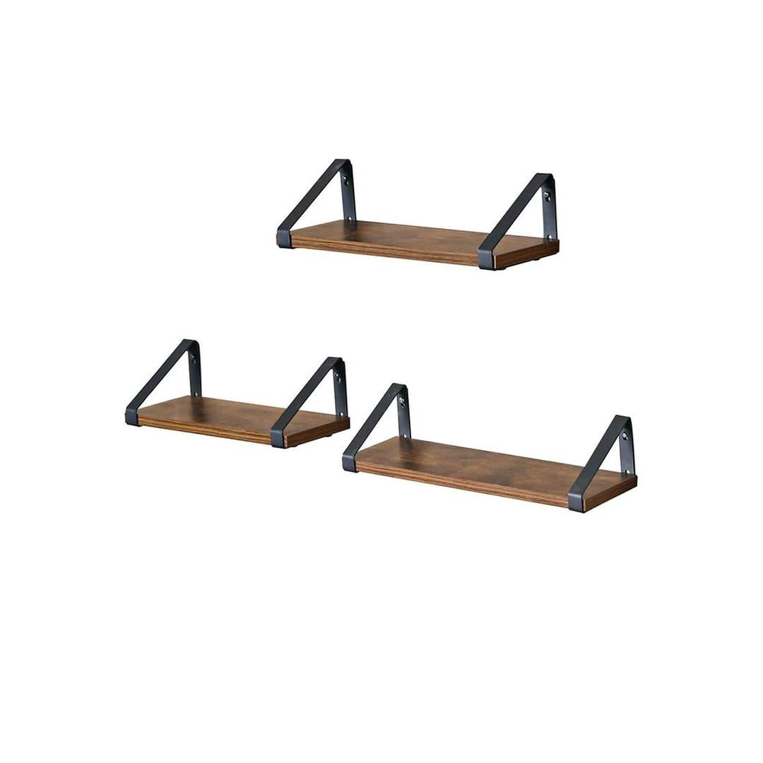 Set van 3 Wandplanken in Industriële Stijl – Metalen Wandrekken voor Woonkamer, Keuken of Hal