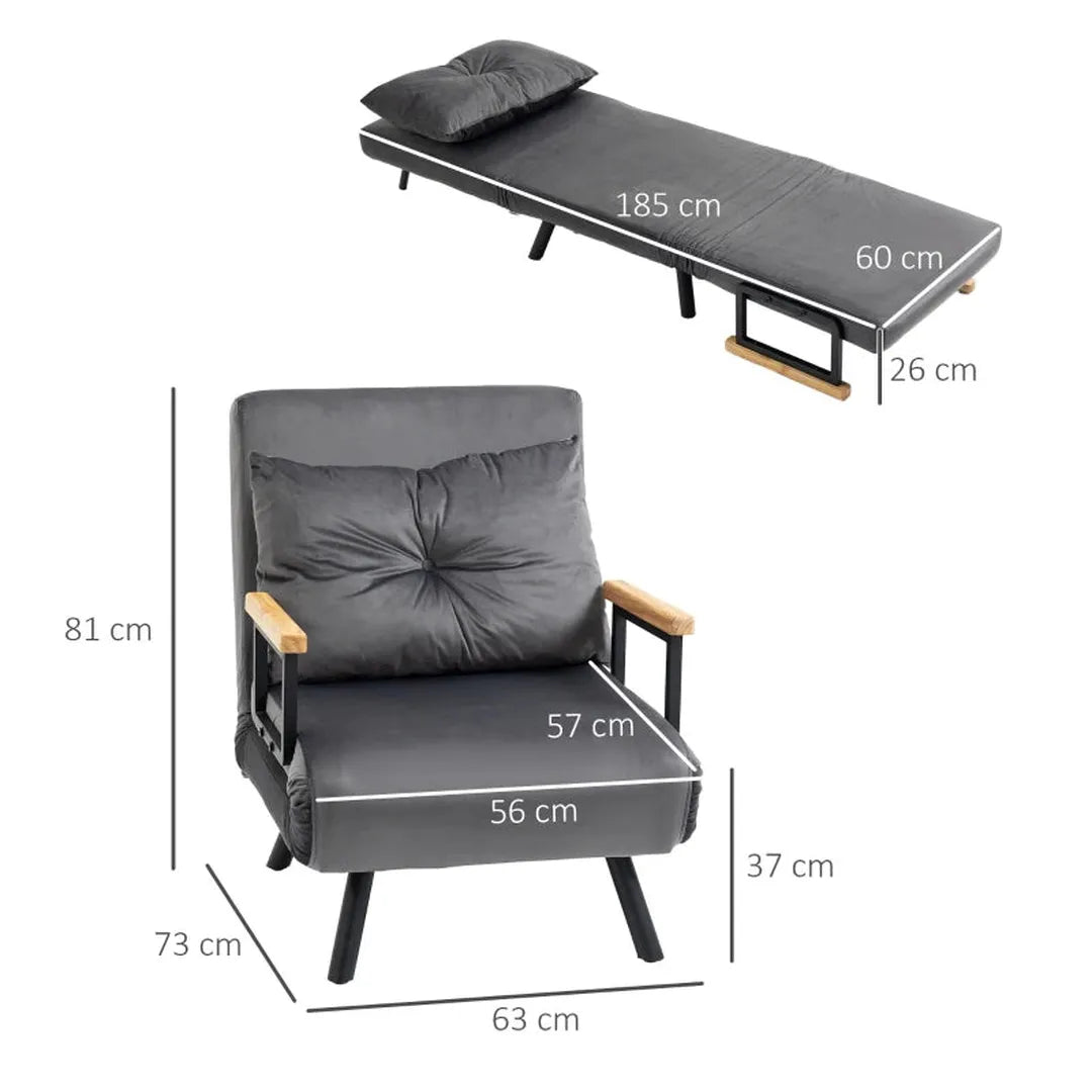 Relaxfauteuil Scandinavisch design – verstelbare rugleuning – inclusief gestikte kussen – zwart/naturel