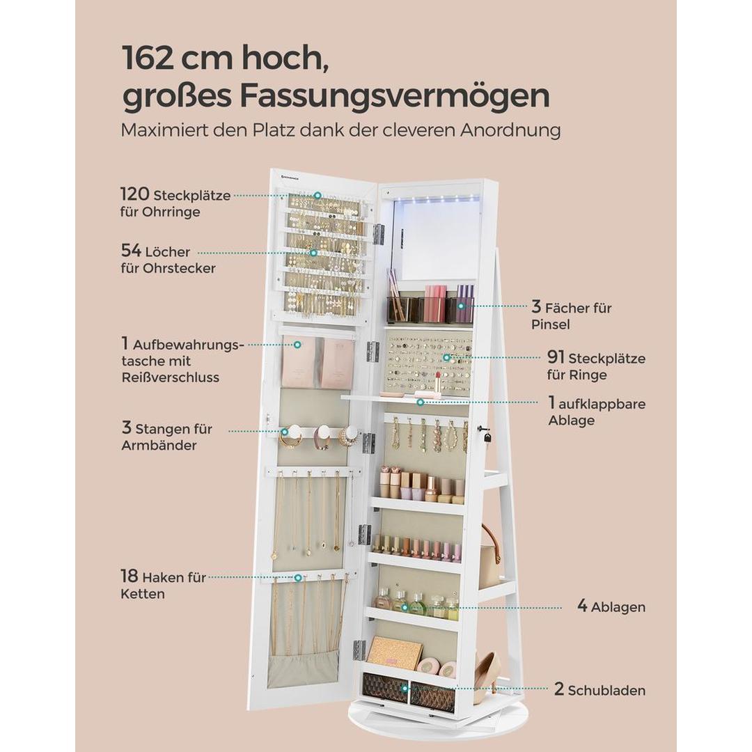 Sieradenkast met Spiegel – Staande Opbergkast voor Sieraden en Accessoires