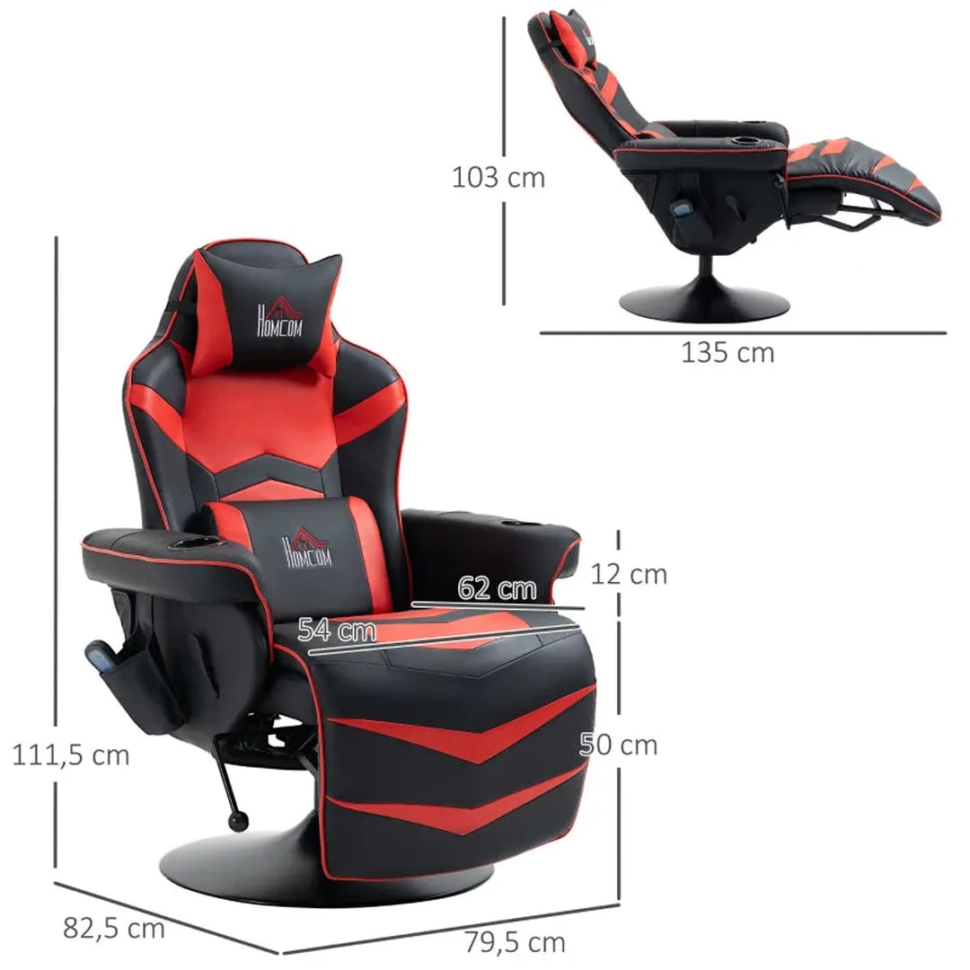 Gamingstoel met massagefunctie – verstelbare rugleuning – voetsteun – staalframe – kunstleer – max. 120 kg