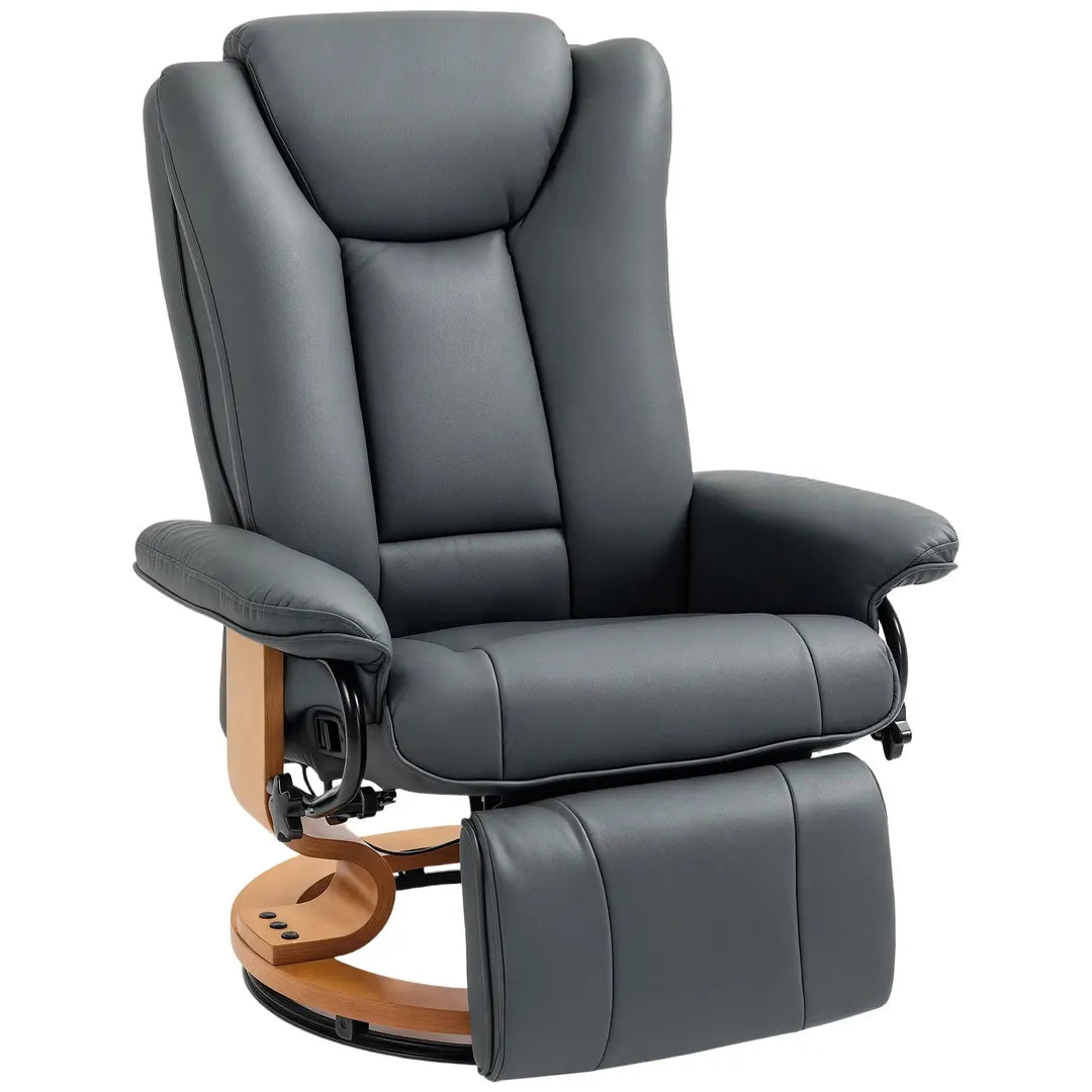 Relaxfauteuil met Ligfunctie – Draaibaar – Kunstleer Zwart – Stalen Frame – Max. 150 kg