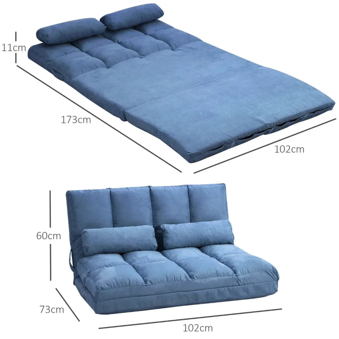 Slaapbank – Opvouwbaar Bodemsofa met Verstelbare Rugleuning – 102 x 73 x 60 cm – Blauw