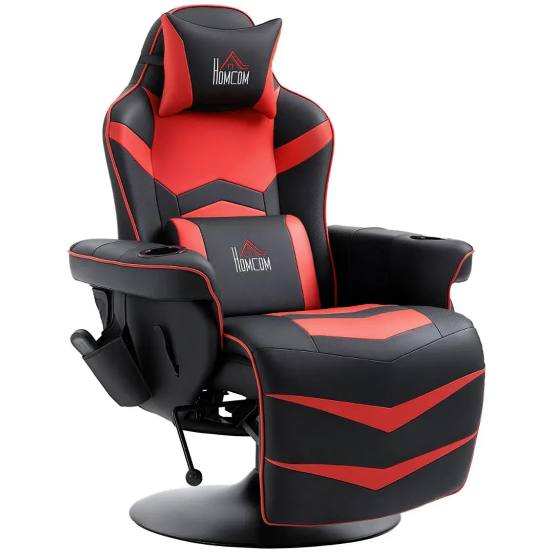 Gamingstoel met massagefunctie – verstelbare rugleuning – voetsteun – staalframe – kunstleer – max. 120 kg