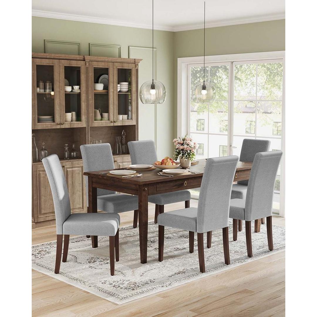 Set van 2 Eetkamerstoelen met Stoffen Zitting en Houten Poten – Comfortabele Stoelen met Klassieke Uitstraling