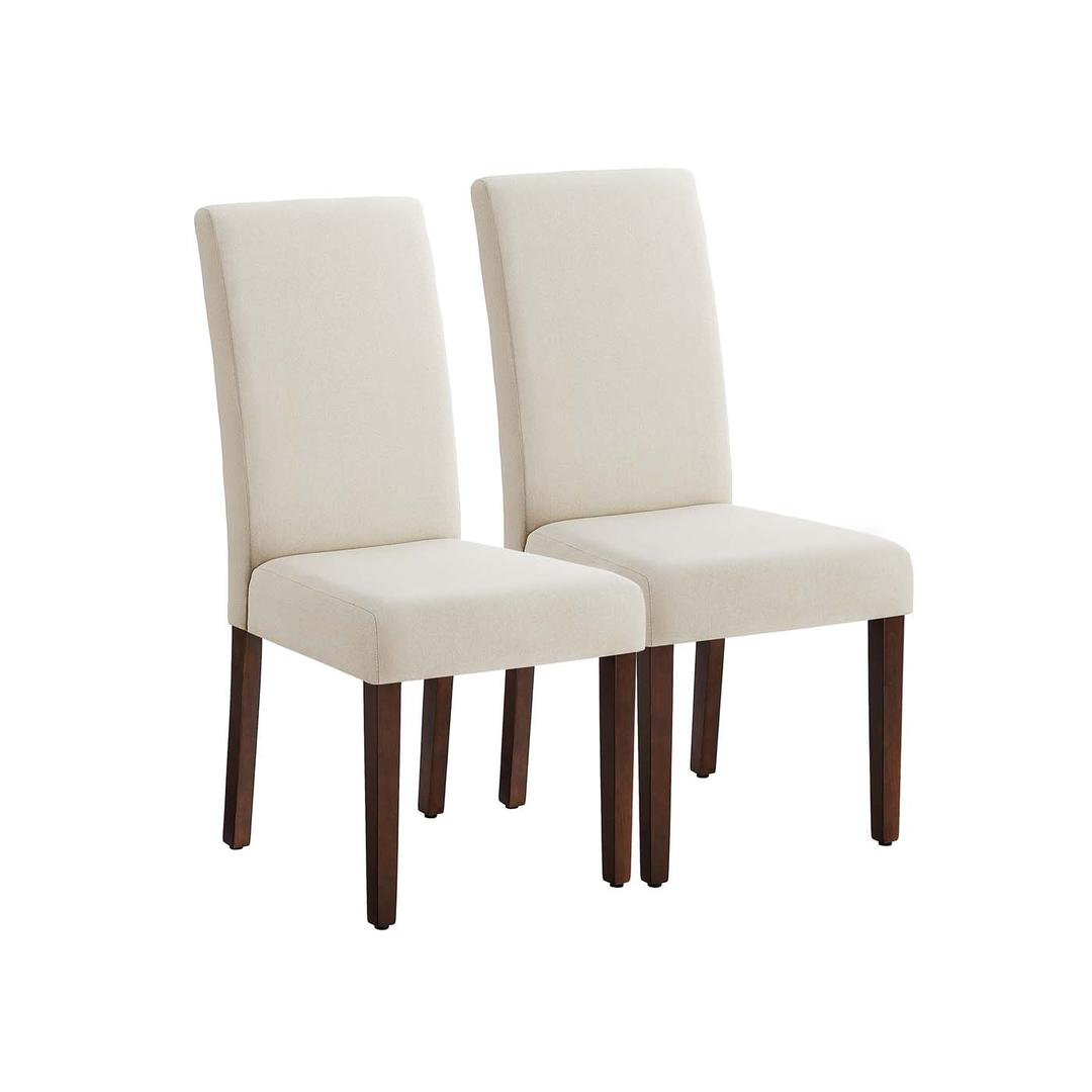 Set van 2 Eetkamerstoelen met Stoffen Zitting en Houten Poten – Comfortabele Stoelen met Klassieke Uitstraling