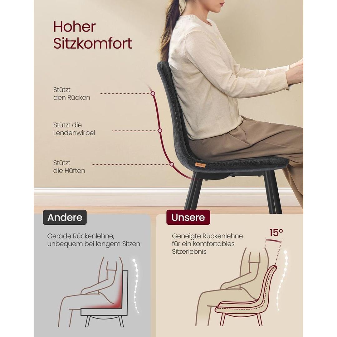 Set van 2 of 4 Eetkamerstoelen met Chenille- en PU-bekleding – Elegante Stoelen voor Eetkamer of Keuken