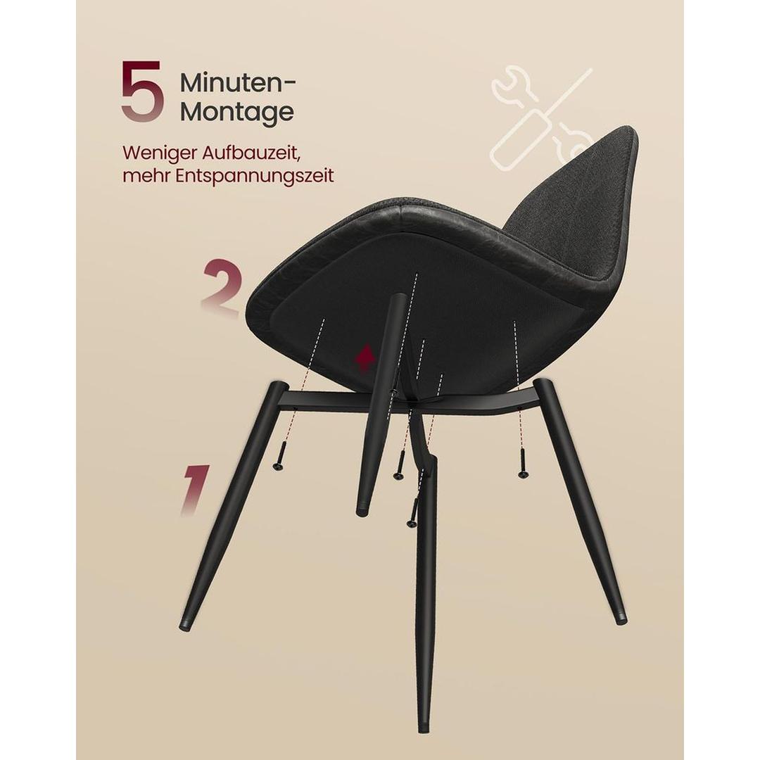 Set van 2 of 4 Eetkamerstoelen met Chenille- en PU-bekleding – Elegante Stoelen voor Eetkamer of Keuken