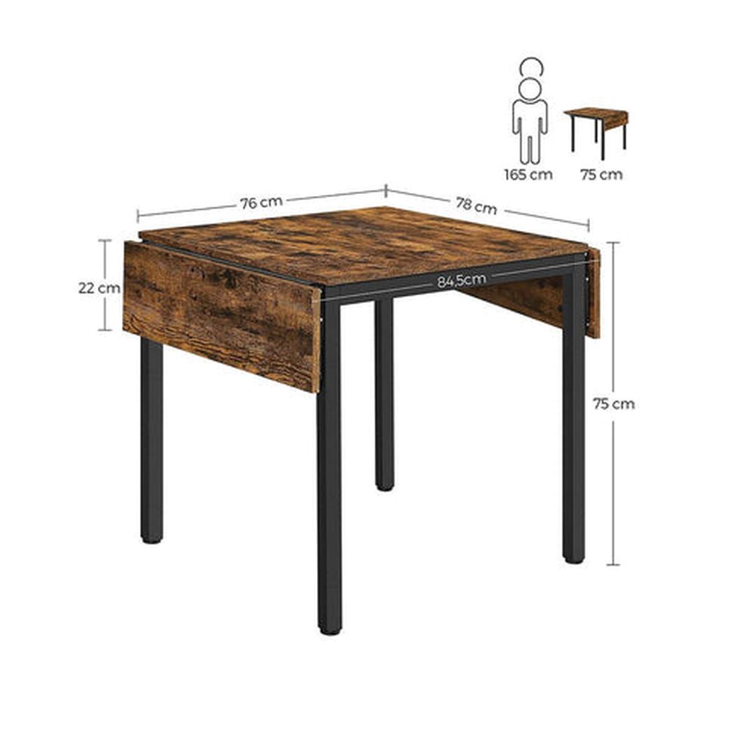 Opklapbare Keukentafel in Vintage Bruin met Zwart Frame – Ruimtebesparende Eettafel voor Keuken of Studio