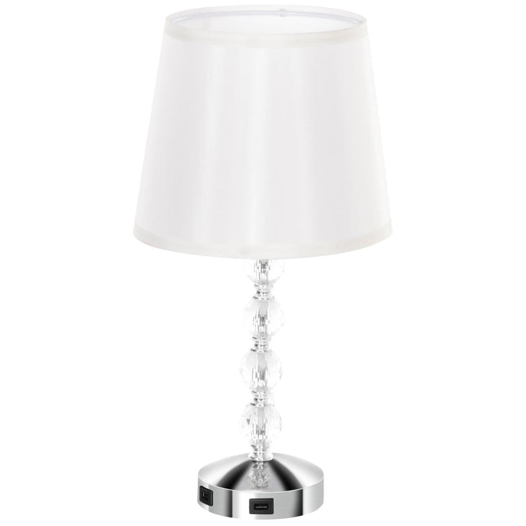 Set van 2 tafellampen – E27 fitting – amberkleurig glas en linnen – metalen voet – Ø30 x 56 cm