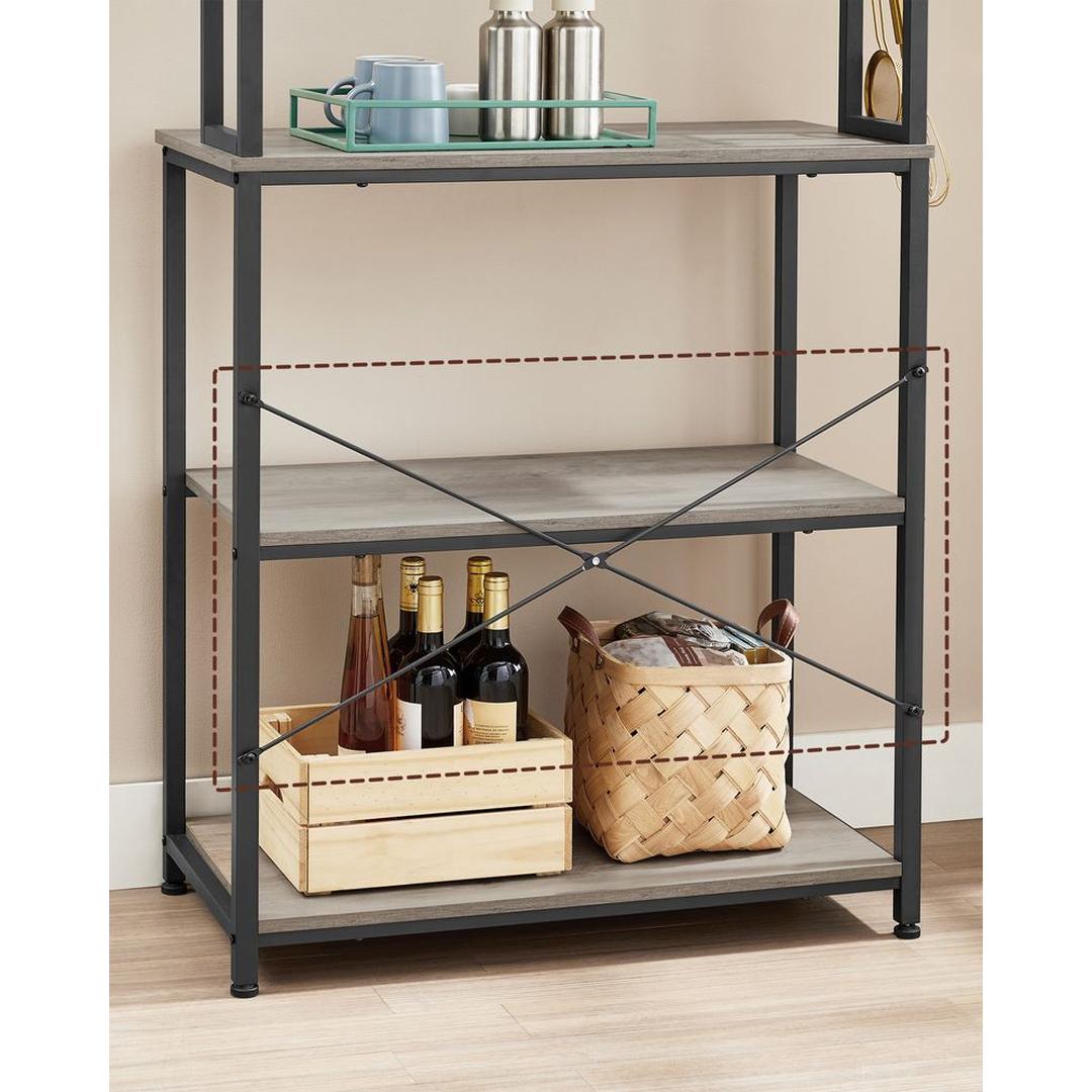 Keukenrek met Opbergplanken en Haken in Industriële Stijl – Open Opbergsysteem voor Keuken of Bijkeuken