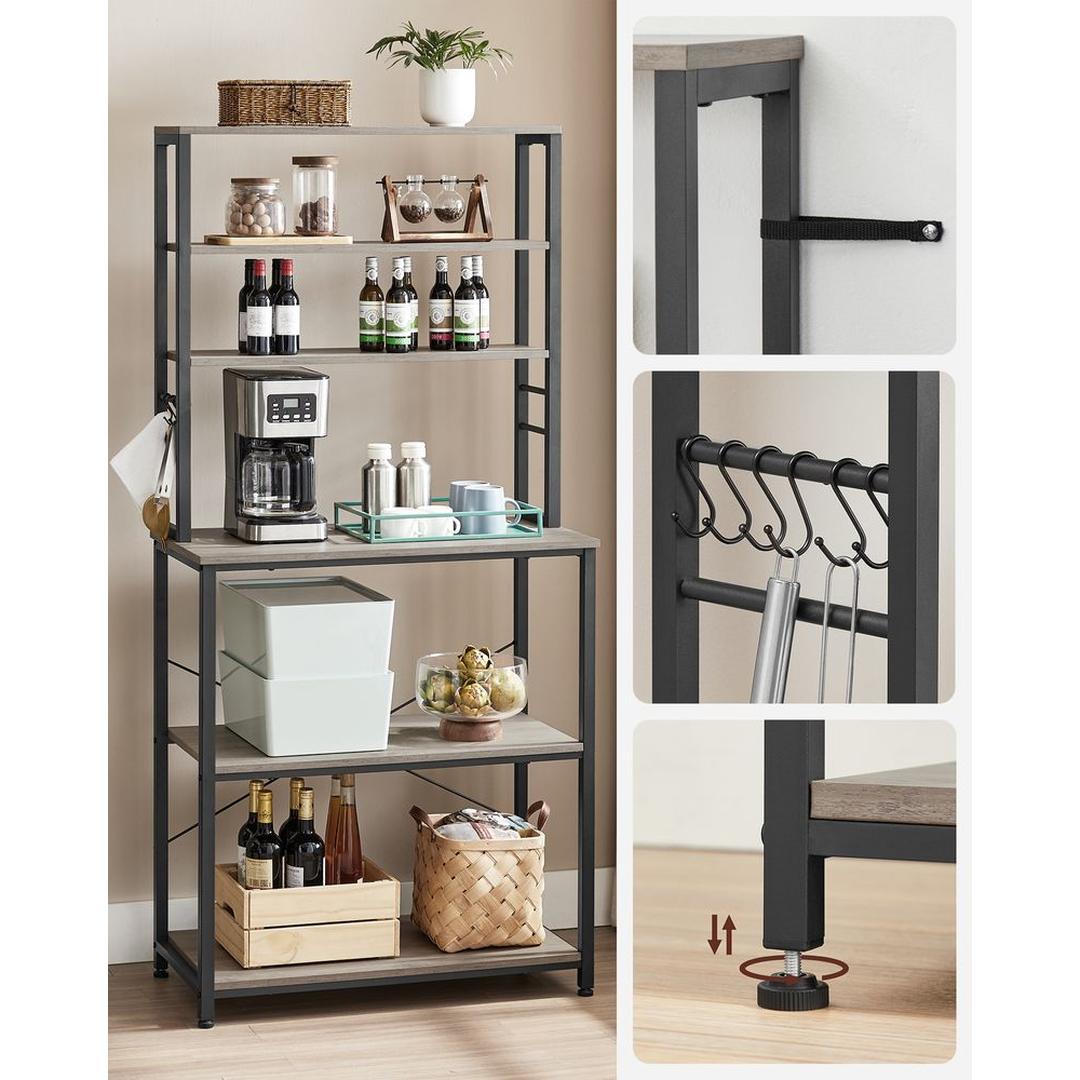 Keukenrek met Opbergplanken en Haken in Industriële Stijl – Open Opbergsysteem voor Keuken of Bijkeuken