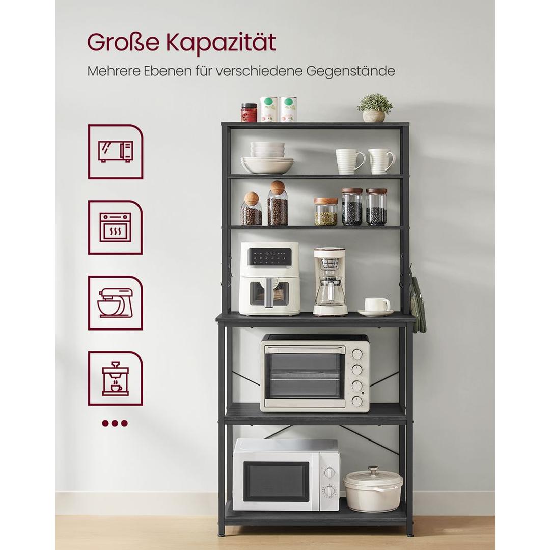 Keukenrek met Opbergplanken en Haken in Industriële Stijl – Open Opbergsysteem voor Keuken of Bijkeuken