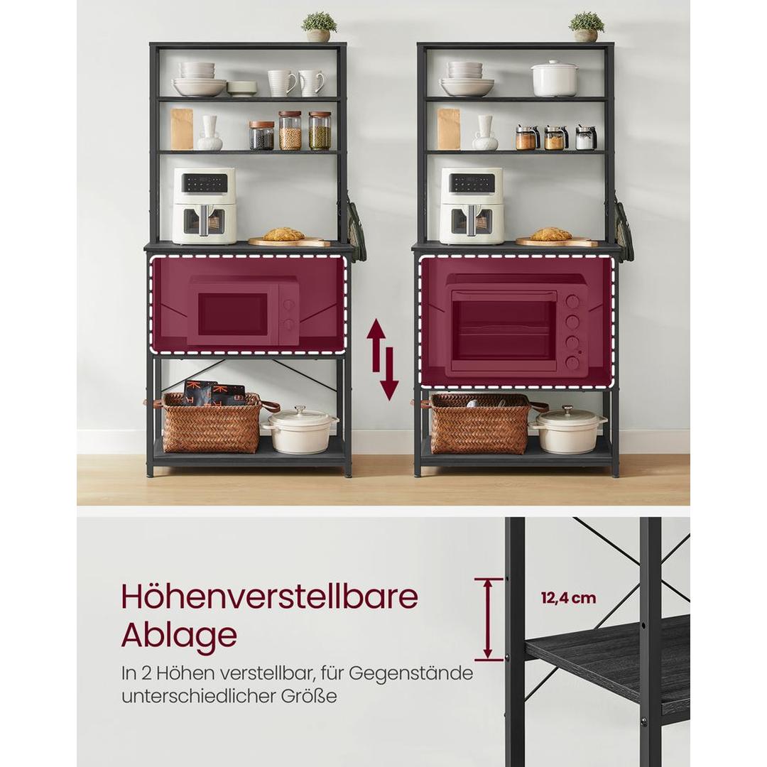 Keukenrek met Opbergplanken en Haken in Industriële Stijl – Open Opbergsysteem voor Keuken of Bijkeuken