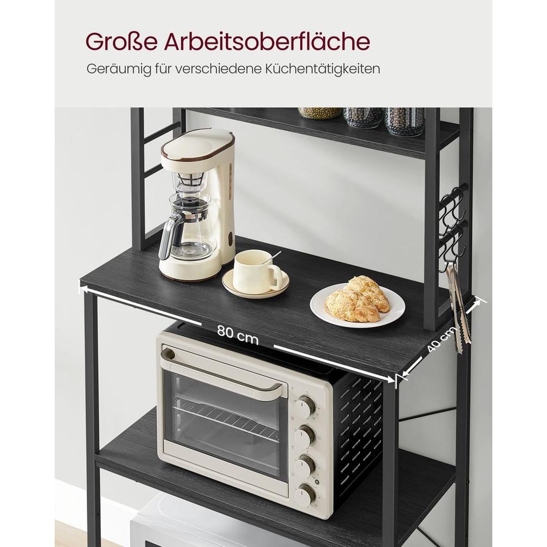 Keukenrek met Opbergplanken en Haken in Industriële Stijl – Open Opbergsysteem voor Keuken of Bijkeuken