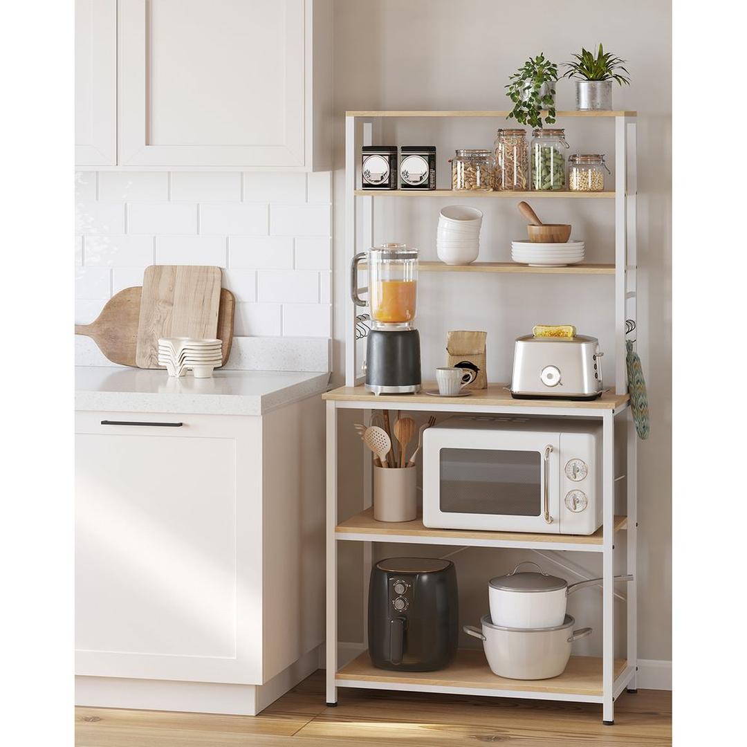 Keukenrek met Opbergplanken en Haken in Industriële Stijl – Open Opbergsysteem voor Keuken of Bijkeuken