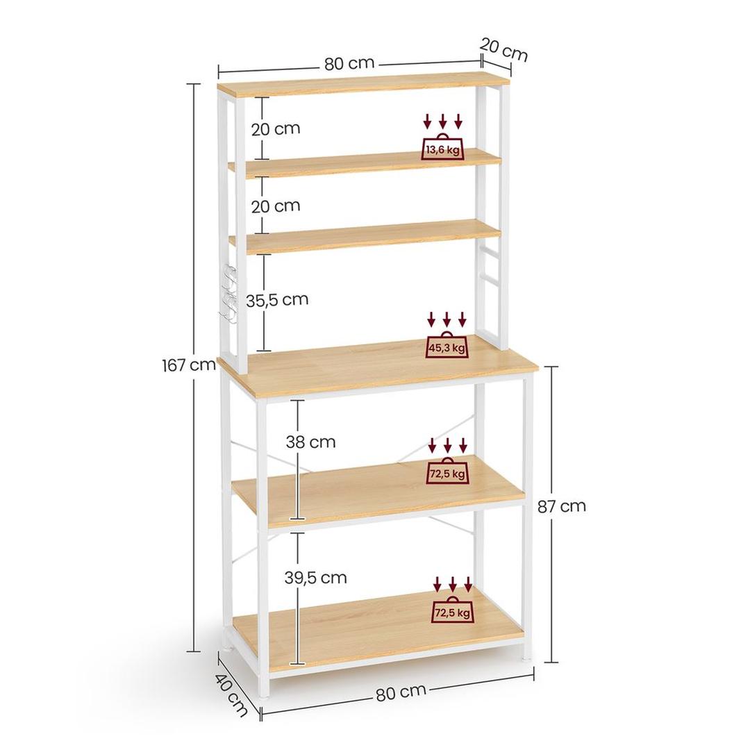 Keukenrek met Opbergplanken en Haken in Industriële Stijl – Open Opbergsysteem voor Keuken of Bijkeuken