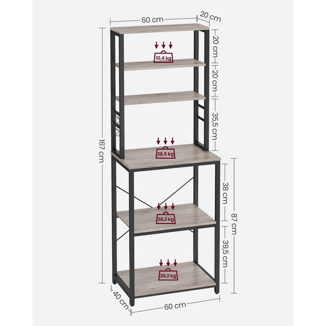 Keukenrek met Opbergplanken en Haken – Praktische Opbergoplossing voor Keuken en Bijkeuken