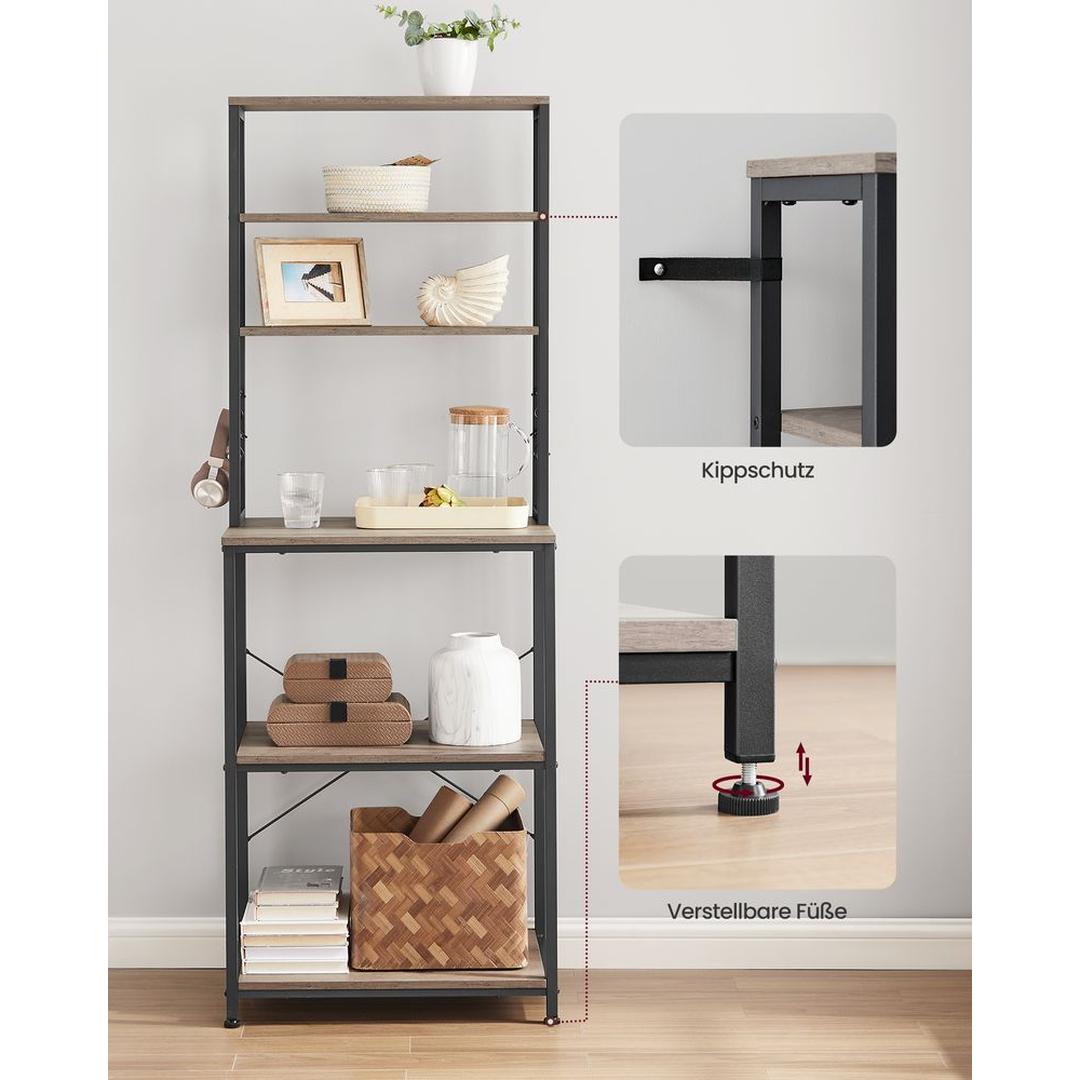 Keukenrek met Opbergplanken en Haken – Praktische Opbergoplossing voor Keuken en Bijkeuken