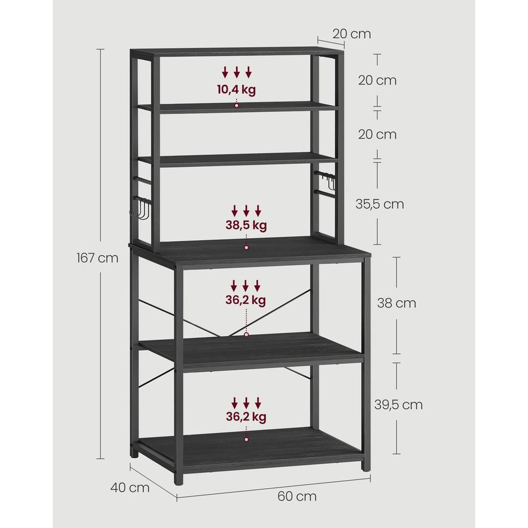 Keukenrek met Opbergplanken en Haken – Praktische Opbergoplossing voor Keuken en Bijkeuken