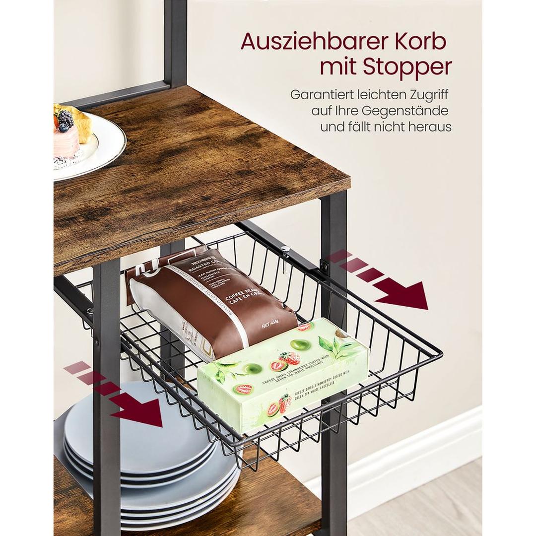 Keukenrek met magnetische messenstrip en 12 haken – staand opbergrek van staal en spaanplaat