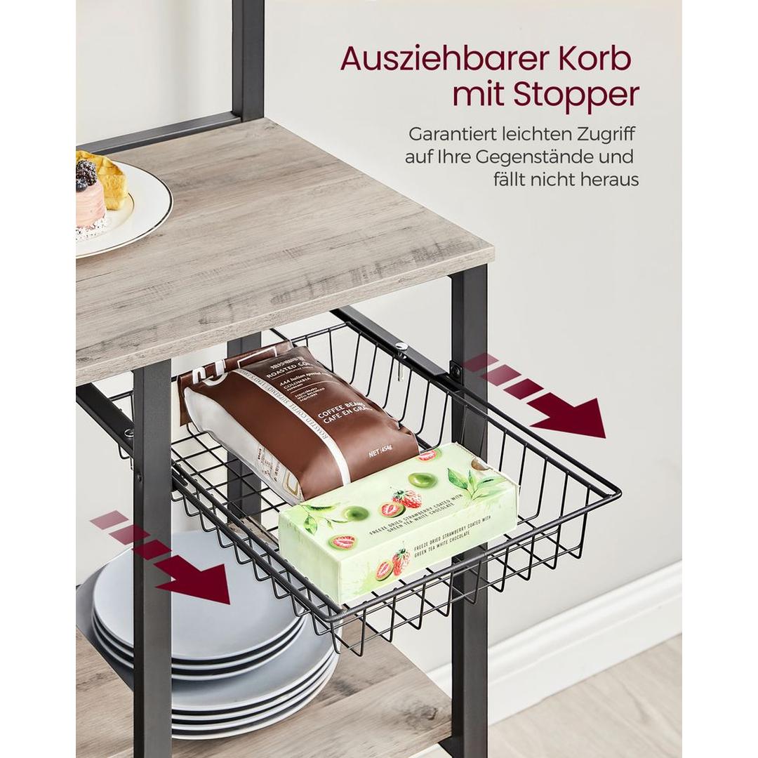 Keukenrek met magnetische messenstrip en 12 haken – staand opbergrek van staal en spaanplaat