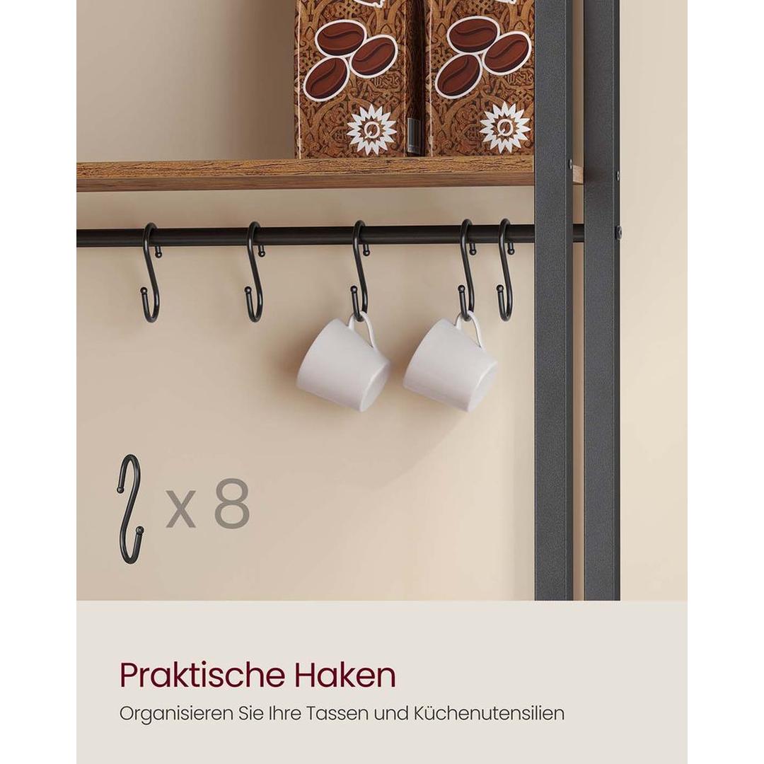 Hoog Keuken Opbergrek met Geïntegreerd Stopcontact – 170 cm – Met Werkblad, Haken en Extra Opbergruimte