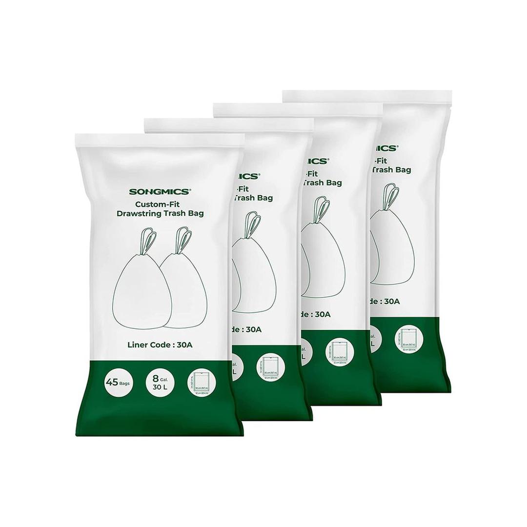 30-Liter Afvalzakken met Trekband – Set van 180 Sterke Vuilniszakken