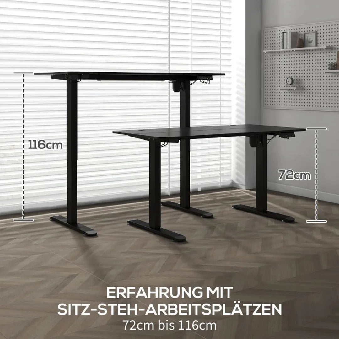 Elektrisch verstelbaar bureau wit – 140x70 cm zit-sta tafel met 4-geheugenstand, 4-delige tafelblad, anti-bots en oververhittingsbescherming