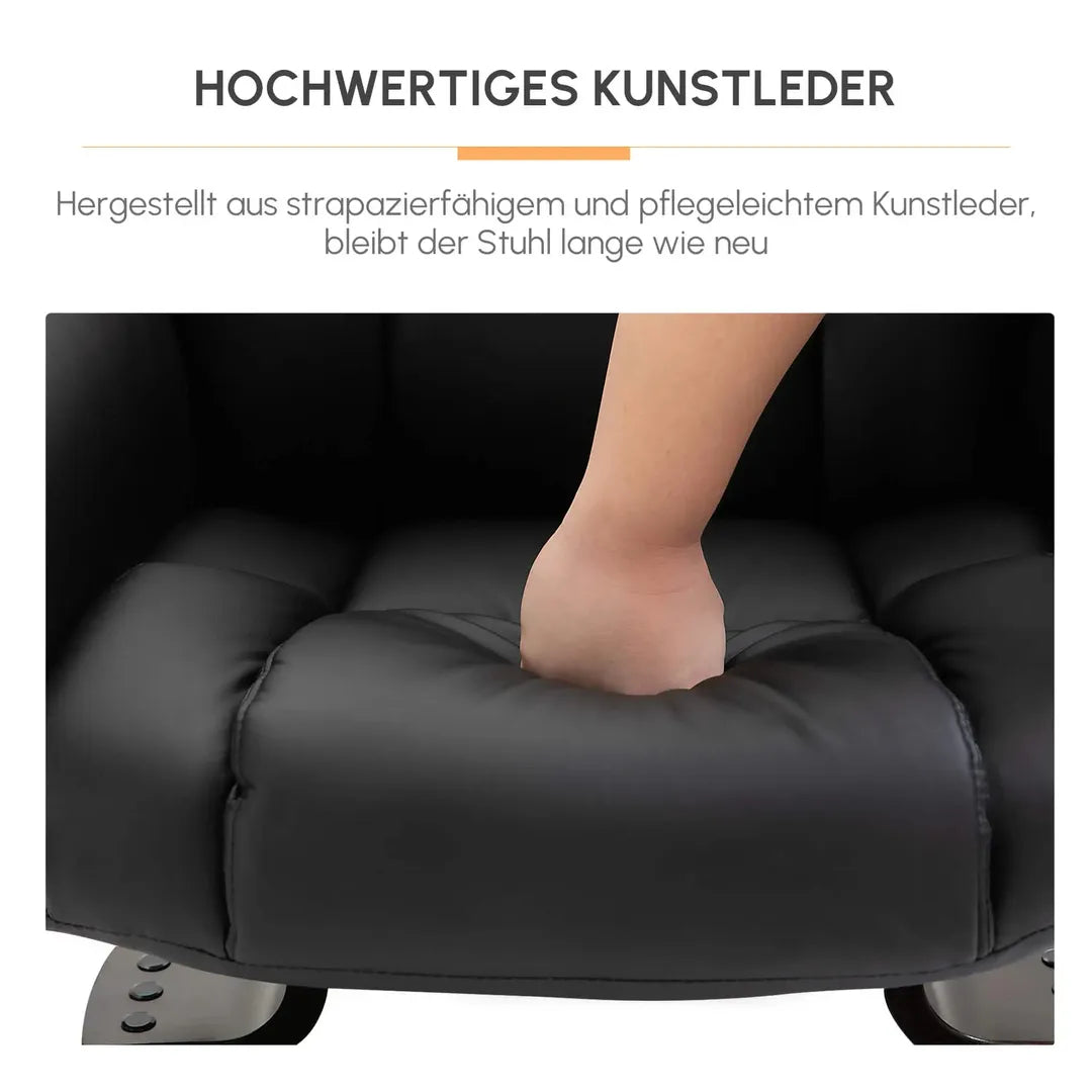 Relaxfauteuil met Massagefunctie en Voetenbank – Kunstleer Zwart – Verstelbaar 79 × 82 × 101 cm