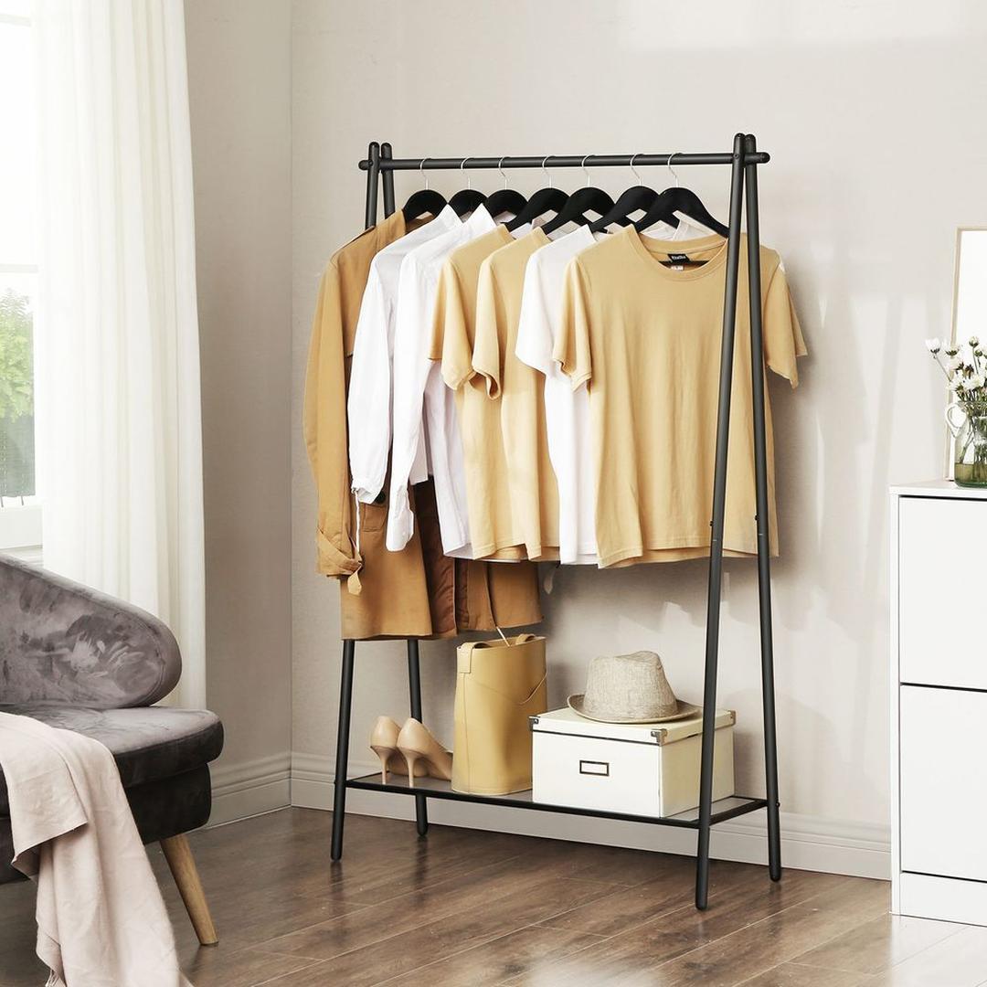 Stalen Kledingrek met Opbergplank – Vrijstaand Rek voor Kleding en Accessoires