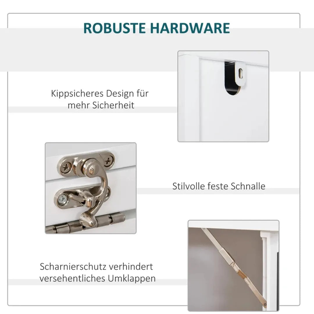 Inklapbare eet- en werktafel met 6 vakken – boekenplank met 3 planken – computertafel – metalen frame – E1 spaanplaat