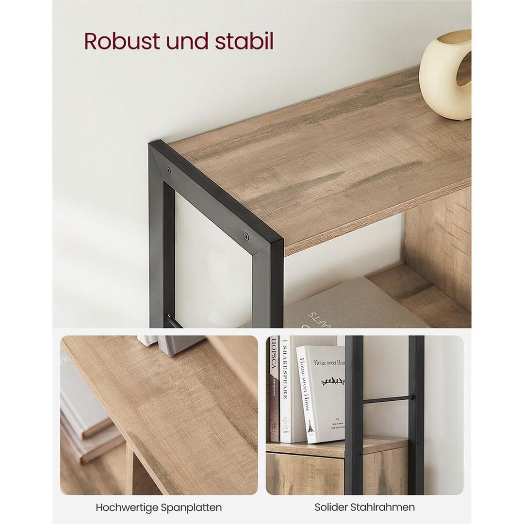 Boekenkast met kastdeuren – industriële stijl, 4 open legplanken, staal en houtspaanplaat, 154,5 cm hoog