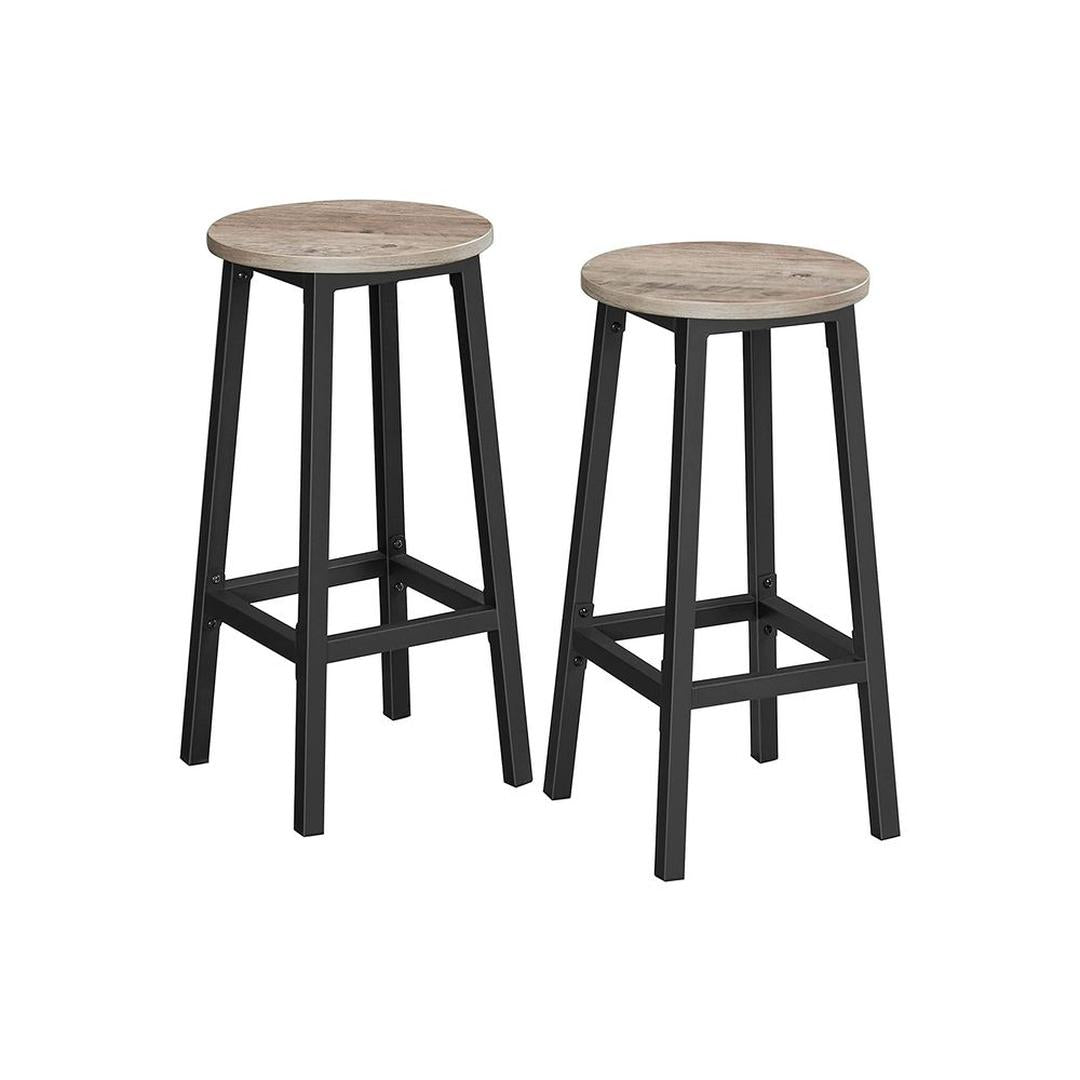 Set van 2 Barkrukken met Voetsteun en Metalen Frame – Comfortabele Krukken voor Keuken of Bar