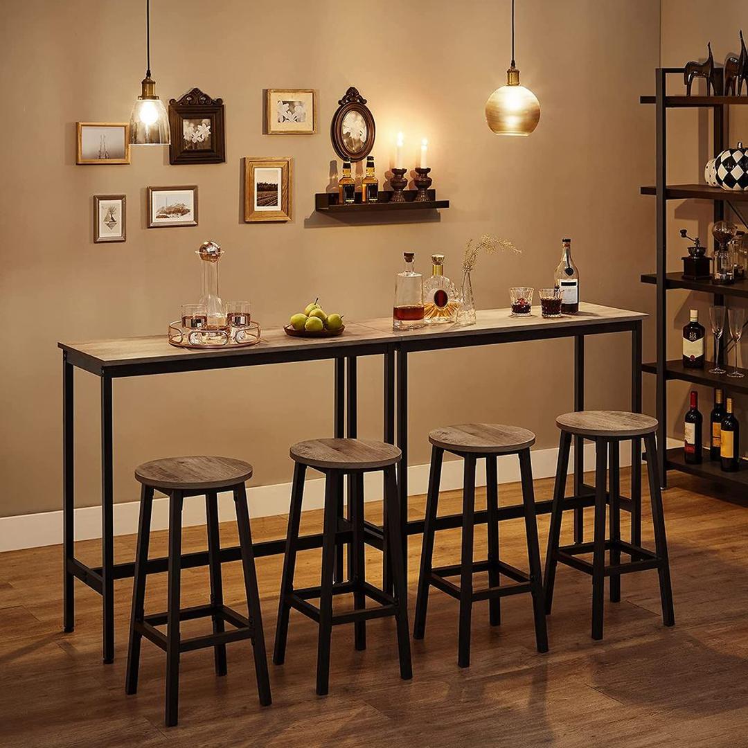 Set van 2 Barkrukken met Voetsteun en Metalen Frame – Comfortabele Krukken voor Keuken of Bar