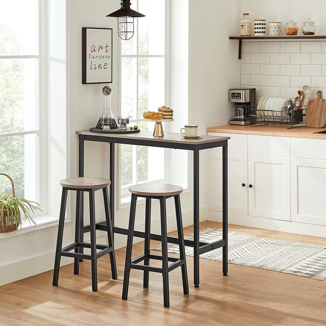 Set van 2 Barkrukken met Voetsteun en Metalen Frame – Comfortabele Krukken voor Keuken of Bar