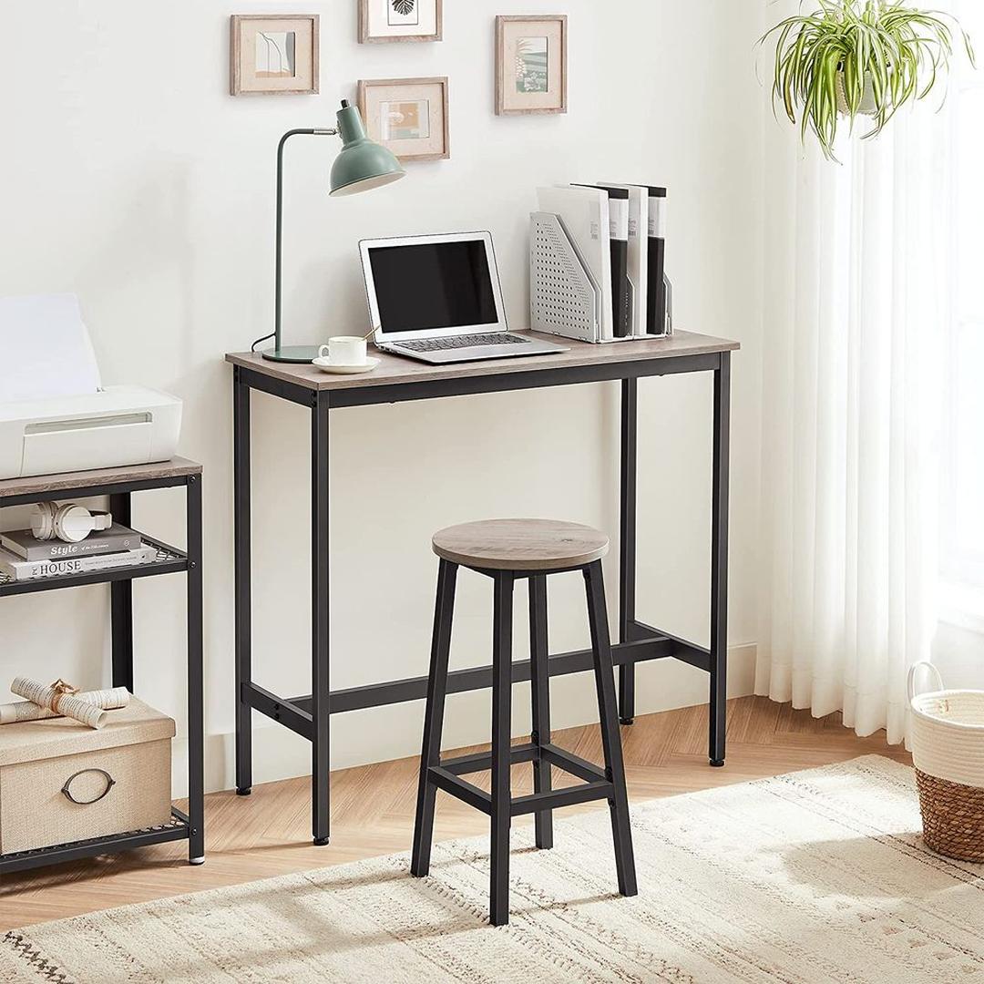 Set van 2 Barkrukken met Voetsteun en Metalen Frame – Comfortabele Krukken voor Keuken of Bar