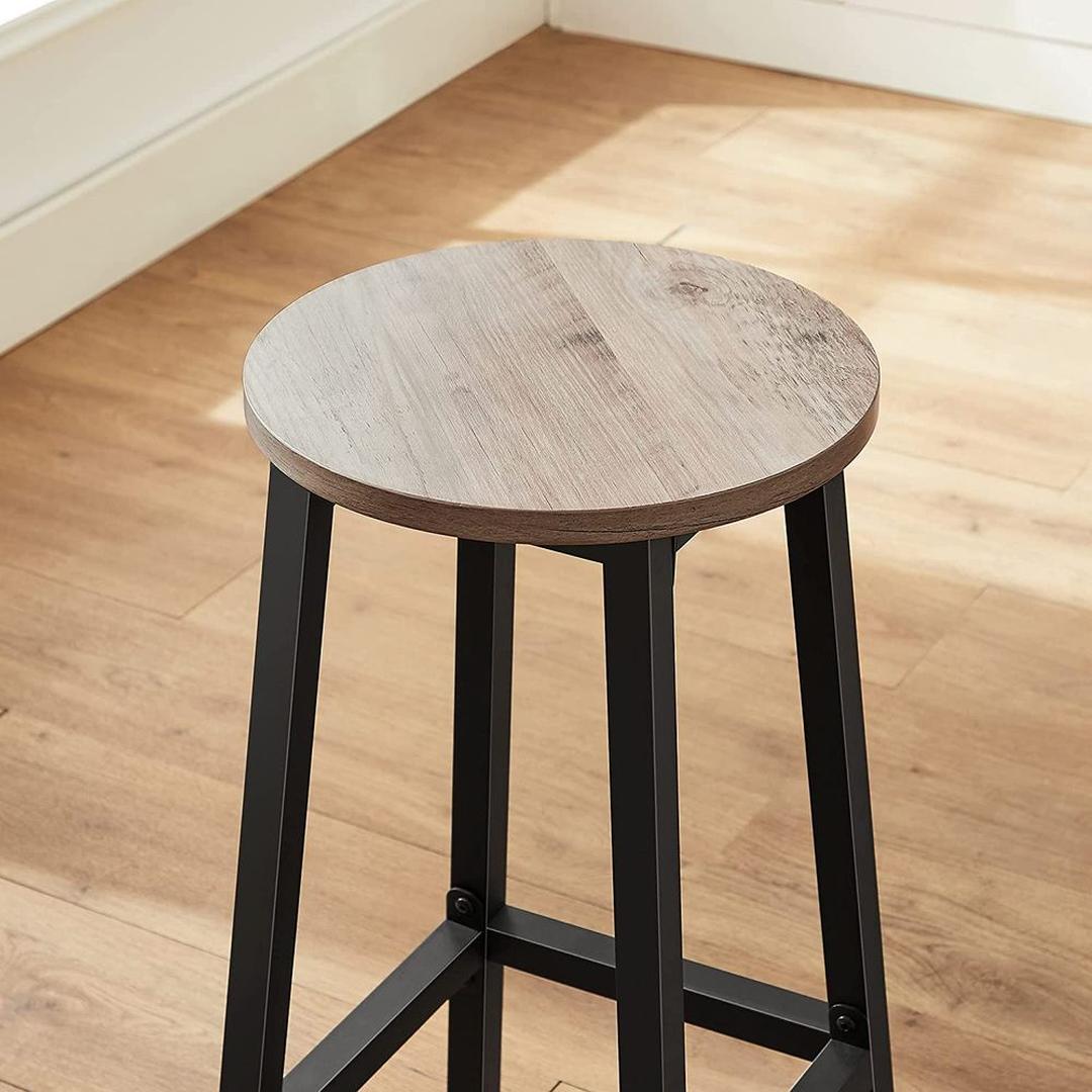 Set van 2 Barkrukken met Voetsteun en Metalen Frame – Comfortabele Krukken voor Keuken of Bar