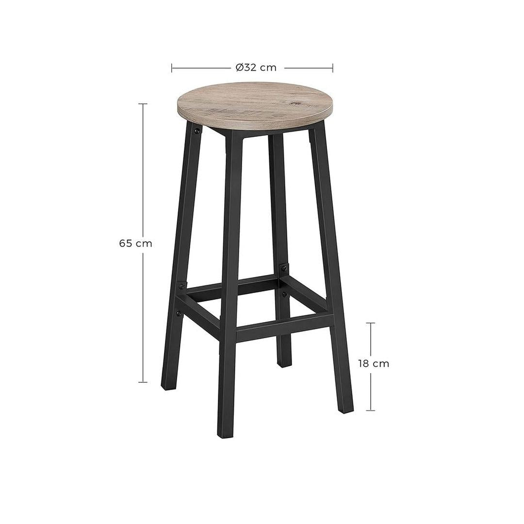 Set van 2 Barkrukken met Voetsteun en Metalen Frame – Comfortabele Krukken voor Keuken of Bar