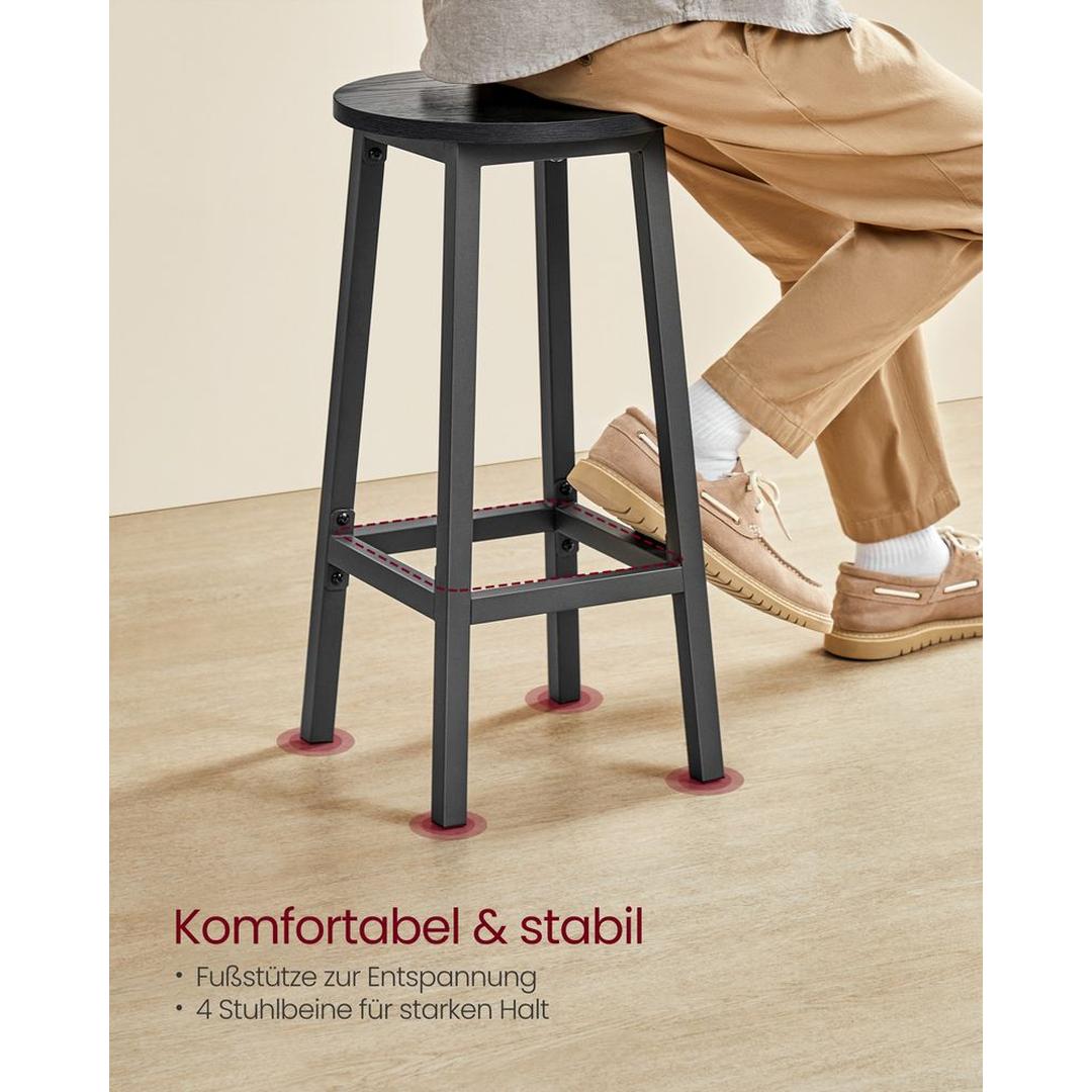 Set van 2 Barkrukken met Voetsteun en Metalen Frame – Comfortabele Krukken voor Keuken of Bar