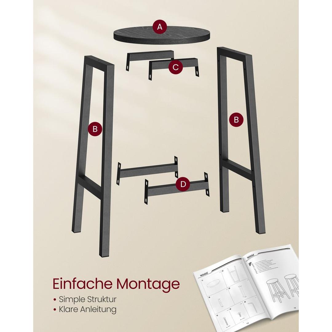 Set van 2 Barkrukken met Voetsteun en Metalen Frame – Comfortabele Krukken voor Keuken of Bar