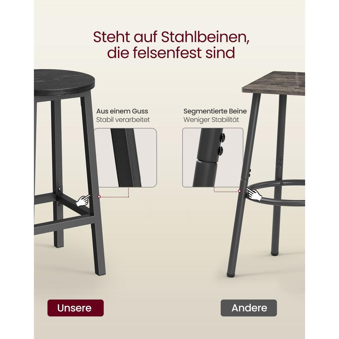 Set van 2 Barkrukken met Voetsteun en Metalen Frame – Comfortabele Krukken voor Keuken of Bar