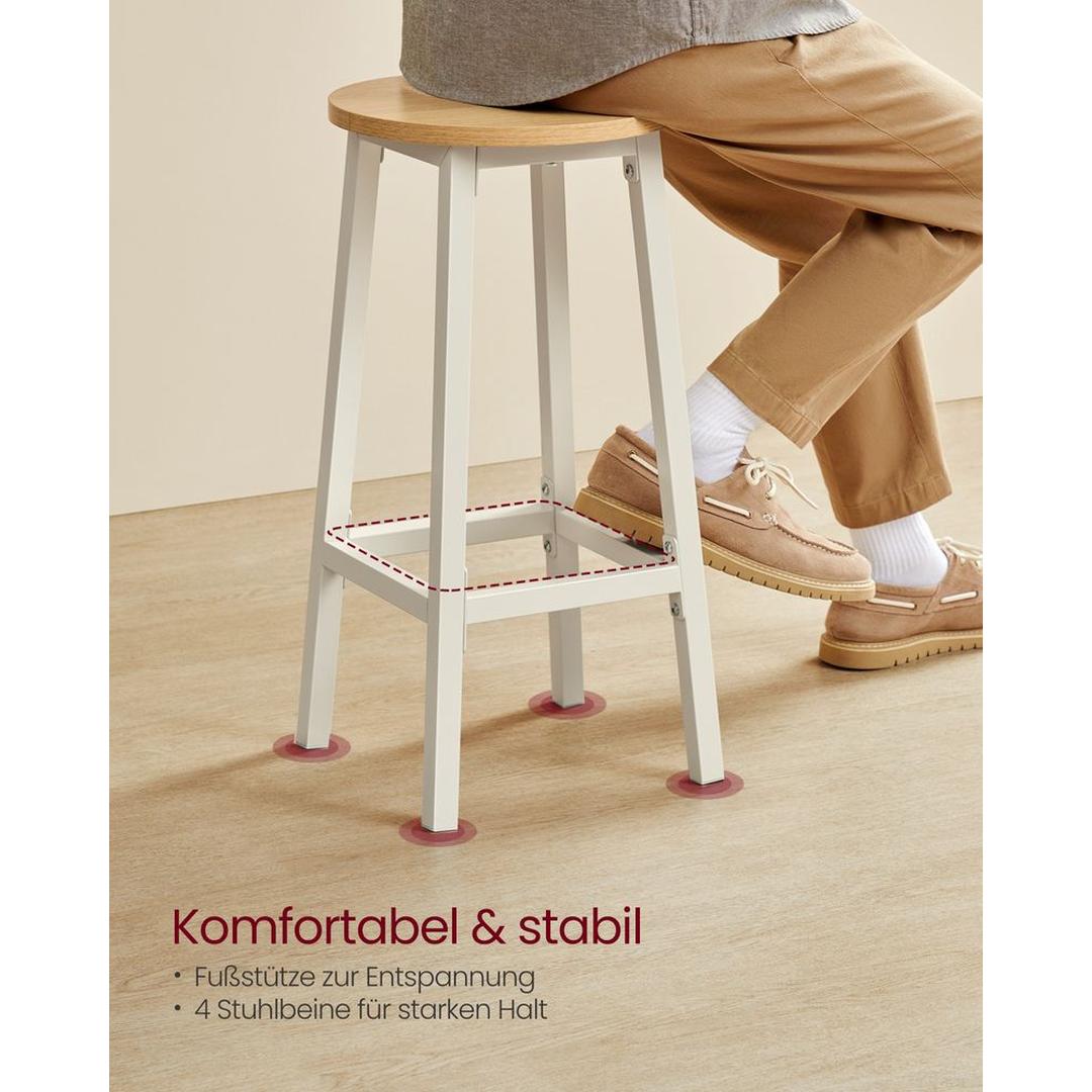 Set van 2 Barkrukken met Voetsteun en Metalen Frame – Comfortabele Krukken voor Keuken of Bar