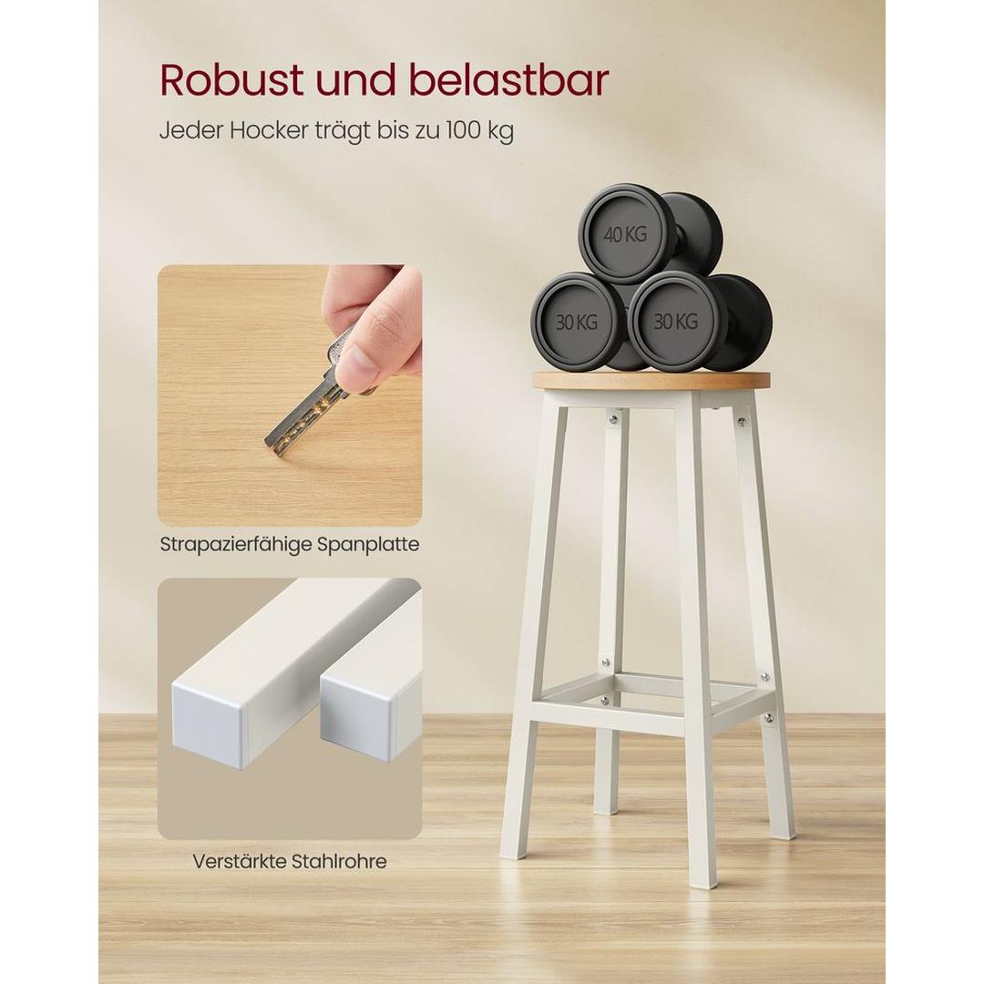 Set van 2 Barkrukken met Voetsteun en Metalen Frame – Comfortabele Krukken voor Keuken of Bar