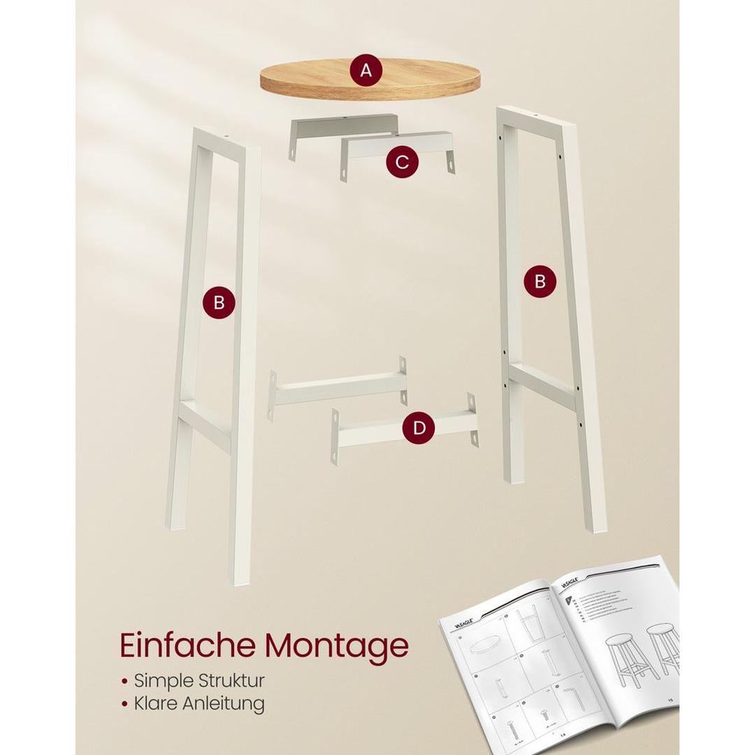 Set van 2 Barkrukken met Voetsteun en Metalen Frame – Comfortabele Krukken voor Keuken of Bar