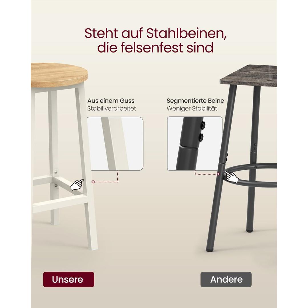 Set van 2 Barkrukken met Voetsteun en Metalen Frame – Comfortabele Krukken voor Keuken of Bar