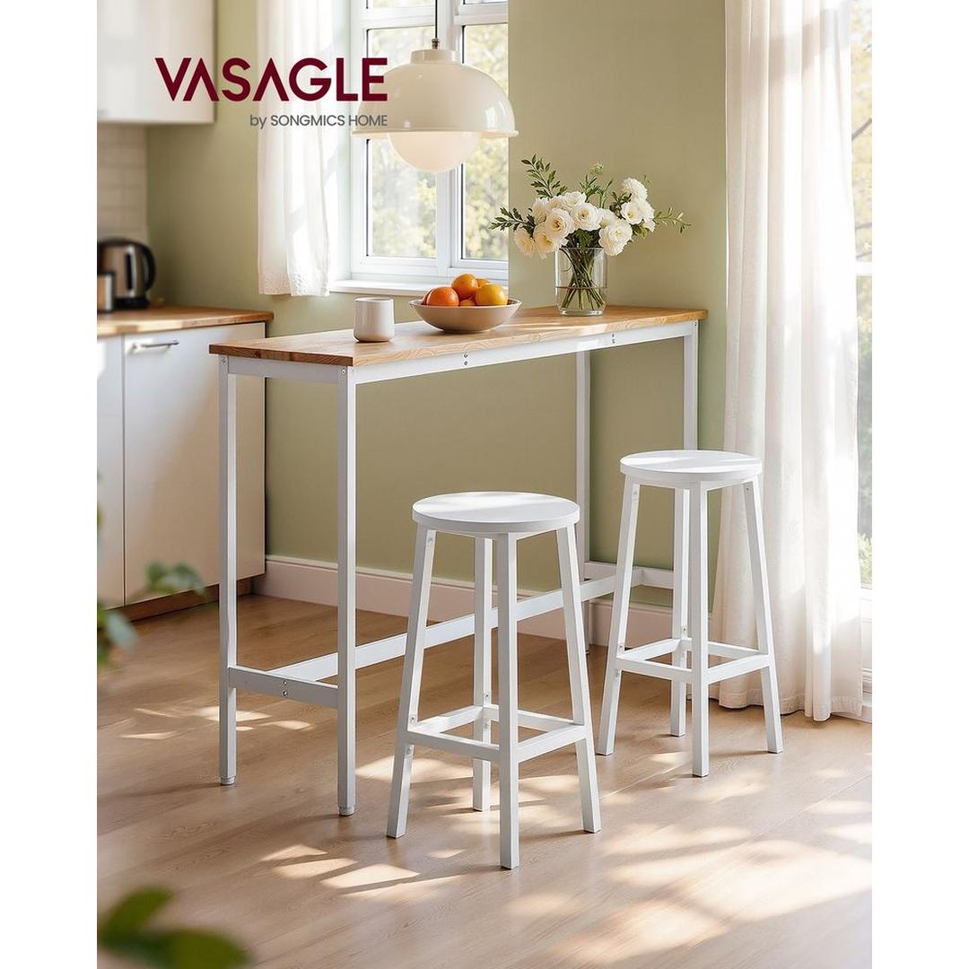 Set van 2 Barkrukken met Voetsteun en Metalen Frame – Comfortabele Krukken voor Keuken of Bar