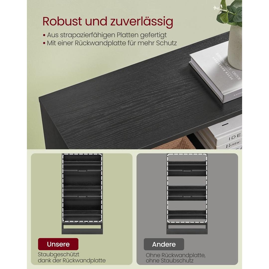 Schoenenkast met Open Vak en Verstelbare Vakken – Opbergkast voor 14–18 Paar Schoenen in Vintage Bruin